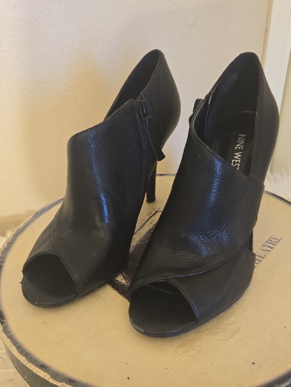 Nine West Black Peep-Toe Cutout Stiletto Heels - Picture 2 of 10